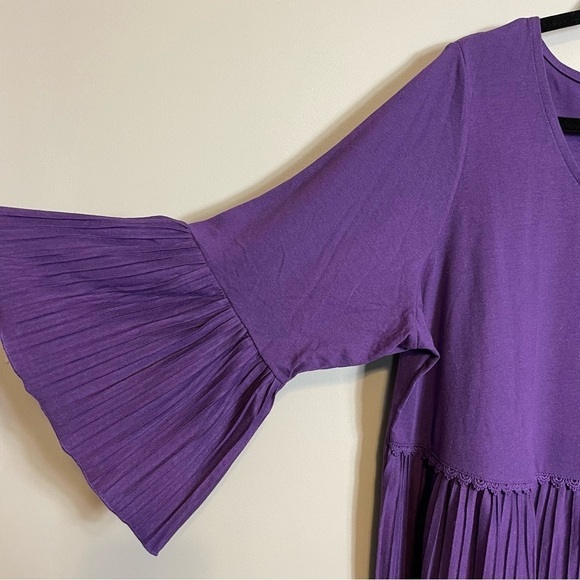 Dreams Co Maxi Dress Size 18/20 Purple Scoop Neck Bell Sleeve Empire Waist - Picture 4 of 8
